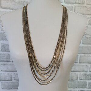 Dana Buchman Necklace Multi Strand Chain Long Gold and Silver Tone
